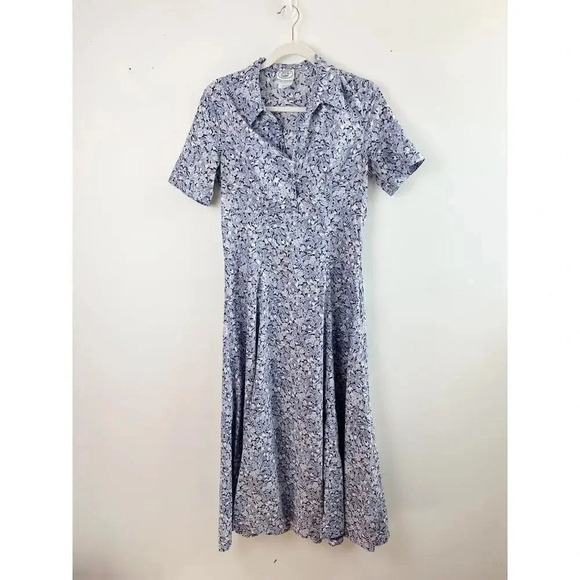 Laura Ashley Vintage Cotton Floral Midi Dress Size 8